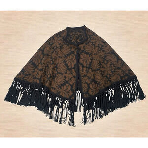 Lanart Alpaca Wool Cape Shawl Womens Sz-OSFM Button Poncho Handcrafted Luxury